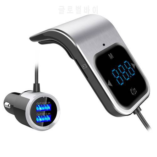 New Car Kit Handsfree Wireless Bluetooth-compatible FM Transmitter Dual USB Support TF Card Playing Big LCD Screen Display