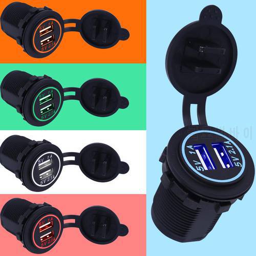 Universal Car Charger Dual USB Car Charger Socket 5V 2.1A 3.1A Waterproof Motorcycle/Vehicle/Auto/Car Power Adapter