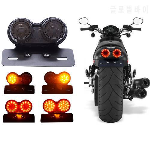 Universal Motorcycle LED Taillight Custom Motorbike Rear Stop Brake Lamp License Plate Light Turn Signal Indicators for BMW