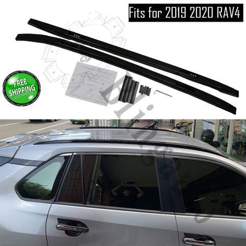 2Pcs black left right Aluminium roof rack bar rail fits for T-o-y-o-t-a RAV4 RAV 4 2019 2020