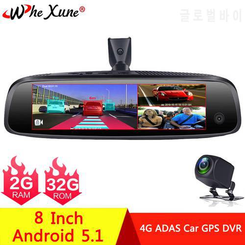 WHEXUNE Special Bracket 3-CH Car DVR ADAS 4G Android 2+32GB Rearview Mirror Full HD 1080P Auto DashCam Camera For Taxi 2019 New