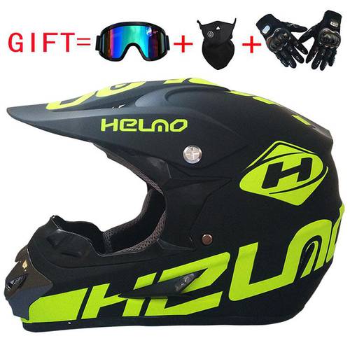 1set Motorcycle motocross Off Road Helmet with Goggle Mask Gloves ATV Dirt Bike Racing Helmet Men/Women Racing Casque Moto Casco