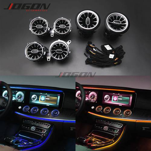 Replace 64 Color LED Light For Mercedes Benz E Class W213 S213 2017-2020 2021 Car Front Dashboard AC Air Vent Outlet Turbo Trim