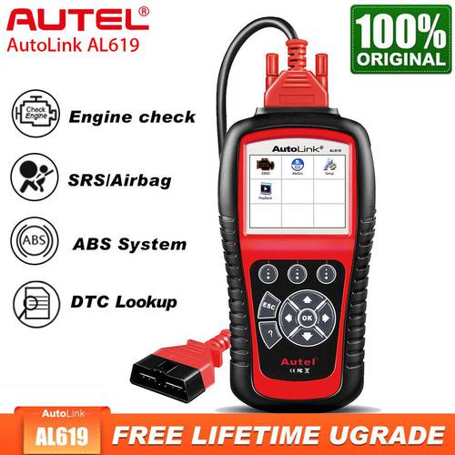 Autel Autolink AL619 Diagnostic Tool OBD2 Scanner Car Diagnostic OBDII Scanner ABS/SRS Auto Code Reader Scanner Automotive