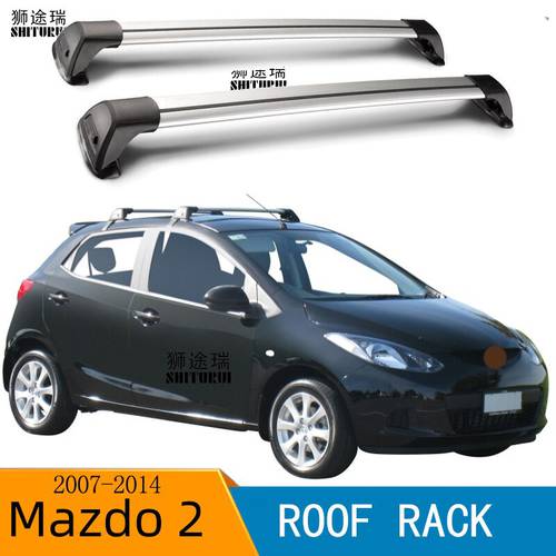 SHITURUI For Mazda 2 2007-2014 5dr Hatback ultra quiet truck roof bar car special aluminum alloy belt lock roof rack corss rack