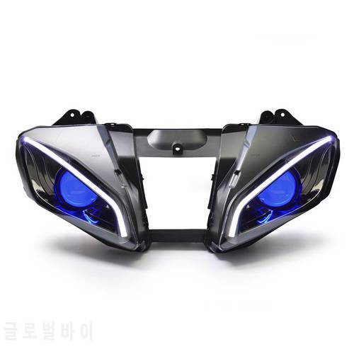 1X Motorcycle LED Front Headlamp Assembly For Yamaha YZF R6 06-07 Custom Modified DRL Headlight Demon Eyes Projector Head Light