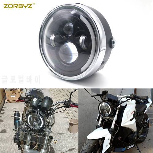 ZORBYZ 7&39&39 Black LED Round Modified Headlight With Chrome Ring Cover Lamp For Honda GN125 CG125 CB400 CB500 Cafe Racer Custom