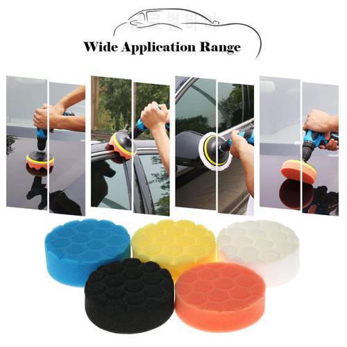5Pc 3Inch Car Polishing Disc Self-Adhesive Buffing Waxing Sponge Wool Wheel Polisher Pad For Car Motorcycle Wax Removes Scratche