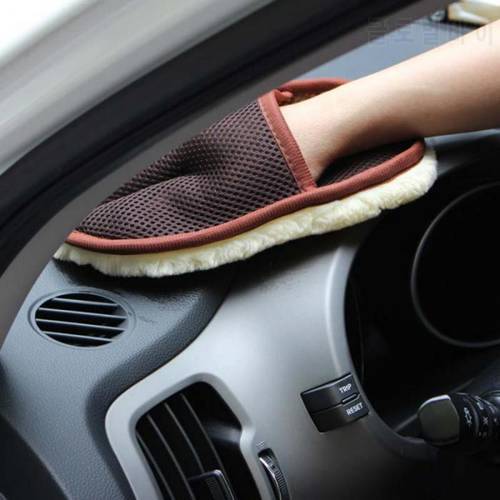 15*24cm Car Wool Washing Gloves Cleaning Brush Furniture Glass Motorcycle Washer Detail Cleaning Car Care Styling Accessories