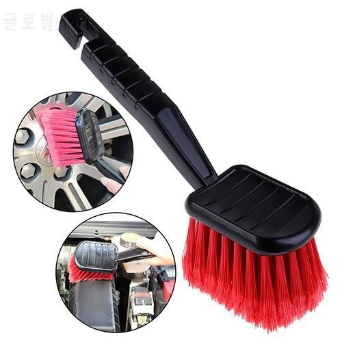 1pc Car Wheel Brush Tire Cleaner with Red Bristle + Black Handle Washing Tools for Auto Detailing Motorcycle Cleaning