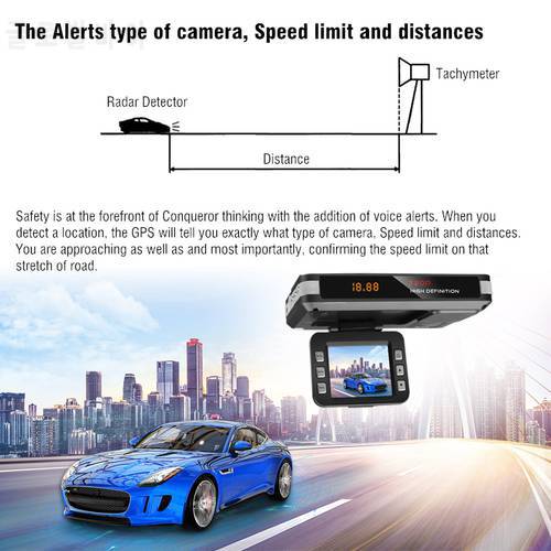 Auto Recorder 2 in 1 Car DVR Recorder Radar Speed Detector G-sensor Traffic Alert Night Vision Dash Camera Multi-Lanuage