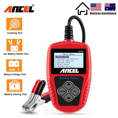 ANCEL BA101 12V Car Battery Charger Tester Analyzer 2000CCA 220AH 12 Volts Battery Test Car Charging Circut load Tester Tools