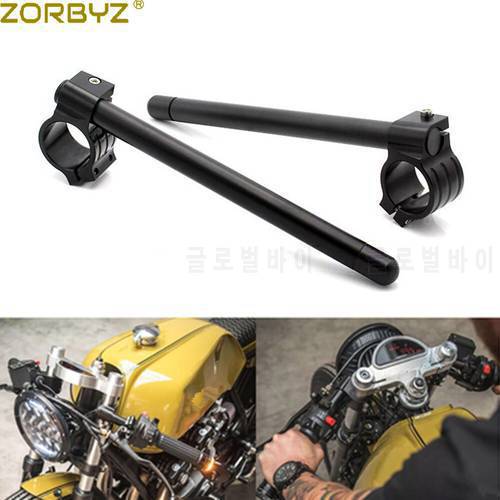 ZORBYZ Motorcycle 58mm Black Clip-On Clip Ons CNC Handlebars Bar Fork Tube For Benelli Leoncino 500