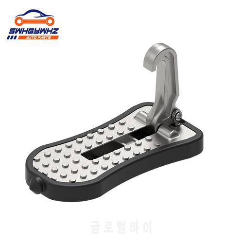 Folding Car Door Step Universal Latch Hook Step Mini Auxiliary Foot Pedal Aluminium Alloy Safety Hammer For Jeep Car Accessories