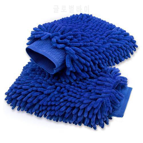 2 Packs Car Wash Gloves 12 X 9 Inch Large Cleaning Tool Kit-high Quality Chenille Microfiber Winter Waterproof Cleaning