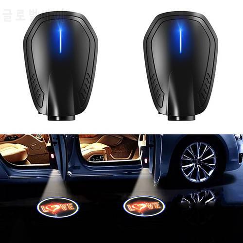2pcs Wireless Car Door Welcome Light Universal Rechargeable Led Car Laser Projector Logo Ghost Shadow Light Car Accessories Kit