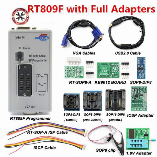2021 Newst Original RT809F ISP Programmer/ RT809 lcd usb programmer Repair Tools 24-25-93 serise IC with Full adapters