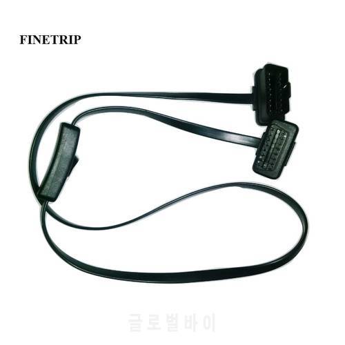 Factory 25% Off 0.6/1m Flat Thin As Noodle GPS Cable OBD OBDII OBD2 Extension Cable With Switch ELM327 Connector L Type Adapter