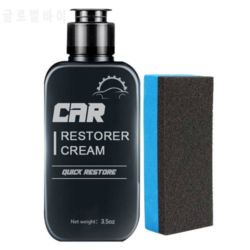 100mL Car Interior Plastic Leather Care Restorer Cream Washable Quick Restore Refurbishment Paste + Sponge Auto Accessories