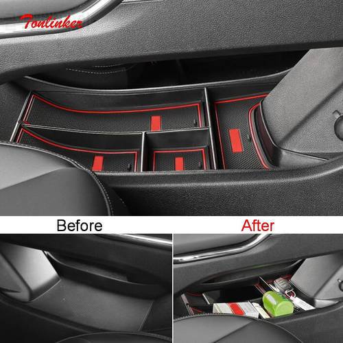 Tonlinker Interior Car Under Center Console Storage Box For GWM HAVAL H6 2021 Car Styling 1 PCS Stainless Steel Cover Stickers