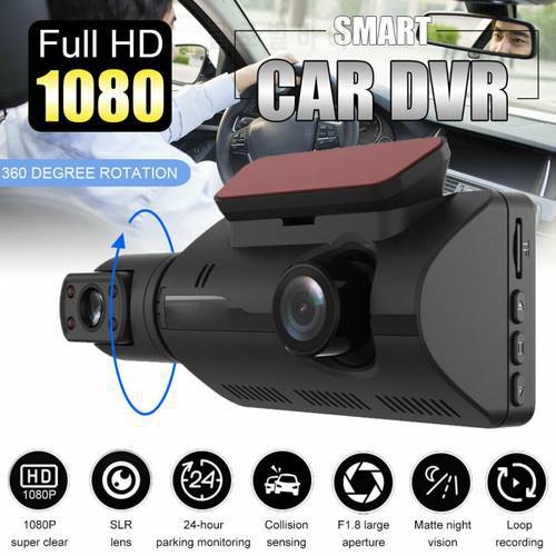 Dash Cam Dual Lens 1080P 3.0 Inches 130W Recording Car Camera DVR Night Vision Cycle Recording Built-In GPS Motion Detection