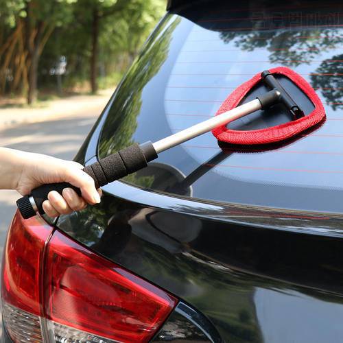 Car Auto Windshield Clean Wiper Micro Fiber Cleaner Telescoping Rod Glass Window Cleaning Brush Microfiber Window Scraper