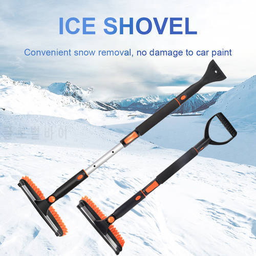 4 in 1 Car Ice Scraper Snow Defrost Shovel Winter Easy To Carry Car Windshield Snow Brush Shovel Long Pole Deicing Sweeping Tool