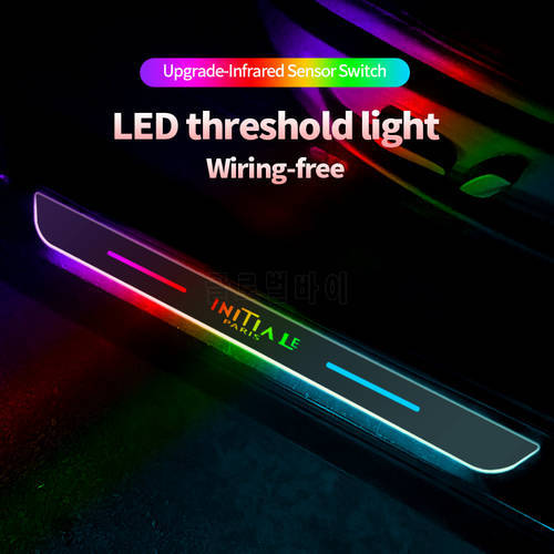 Customized Acrylic USB Power Moving LED Welcome Pedal Car Scuff Plate Pedal Door Sill Pathway Light For Renault Initiale Paris