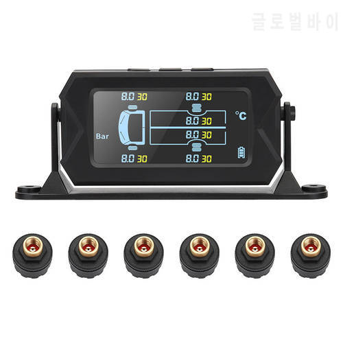 TPMS Tire Pressure Monitoring System Solar Power Digital TMPS LCD Auto Security Alarm Tire Pressure Sensor For 6-Wheel Truck