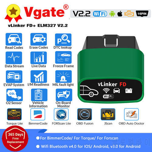Car Vgate vLinker FD ELM327 FORScan For Ford wifi Bluetooth-4.0 OBD2 Car Diagnostic Auto Tool OBD 2 Scanner J2534 PK ELM327 v1.5