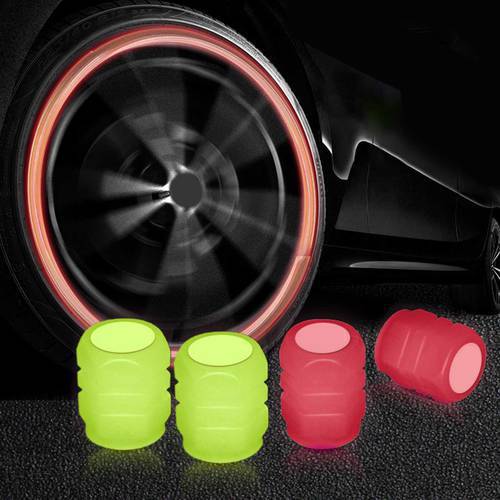 Universal Fluorescent Luminous Tire Valve Stem Caps Car Tire Valve Caps Car Wheel Hub Glowing Dust-Proof Decorative Covers