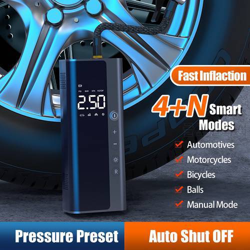 12V Portable 8000mAh Car Air Compressor Wireless for Motorcycles Bicycle Tyre Inflator Digital Mini Auto Inflatable Air Pump