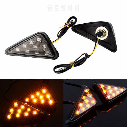 2pcs/set Motorcycle LED Turning Signals Light Smoke Triangle Flush Mount Motorbike LED Turn Signals Blinker Flashing Lights