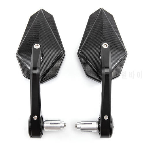 CNC Aluminum Black Motorcycle Bar End Mirrors Side 22MM 7/8