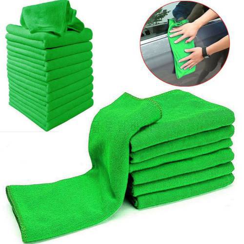 10Pcs Green Microfiber Cleaning Auto Car Detailing Soft Cloths Wash Towel Duster High Quality Durable Car Washing Accessories