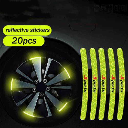 20pcs Universal Car Wheel Hub Reflective Sticker Tire Rim Reflective Strips Luminous Sticker for Night Driving Warning Accessory