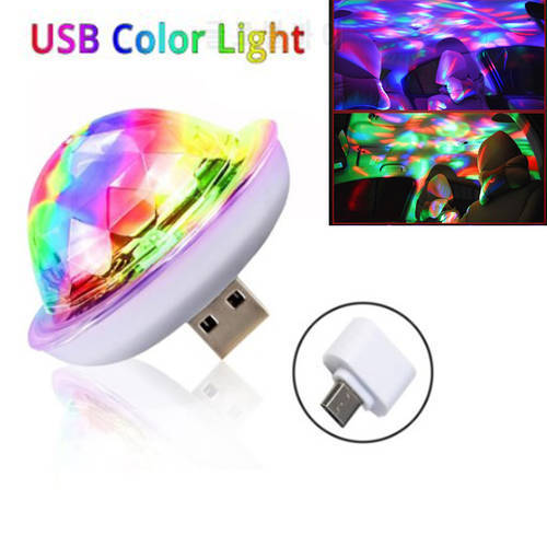 Mini Car USB Ambient Light Car Led Auto USB Atmosphere Light Colorful Music Sound Led Apple USB Interface Holiday Party Lamp
