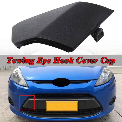 Car Auto Front Bumper Tow Towing Eye Hook Cover Cap for Ford Fiesta MK7 2008-2016 8A6117A989AB Black Plastic