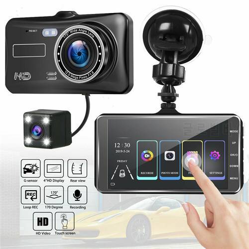 Touch Screen 4.0 Inch 1080P Dual Lens Car DVR Dash Cam Video Recorder Touch Screen Camera G-Sensor Photography Car Electronics