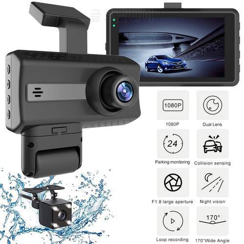 HD 1080P Dash Cam Dual Camera Driving Recorder 3 Inch LCD Car DVR Camera with Night Vision Loop Recording 24H Parking Monitoring