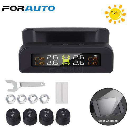 Car Tire Pressure Alarm Monitor System Tyre Pressure Temperature Warning Solar Power TPMS Auto Security Alarm Systems
