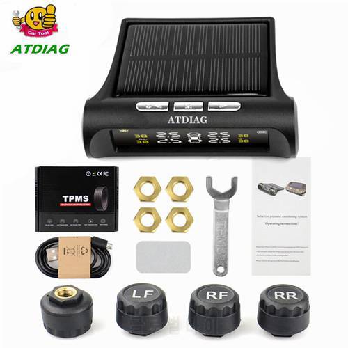Smart Car TPMS Tyre Pressure Monitoring System Solar Power Digital LCD Display Auto Security Alarm Systems Tyre Pressure