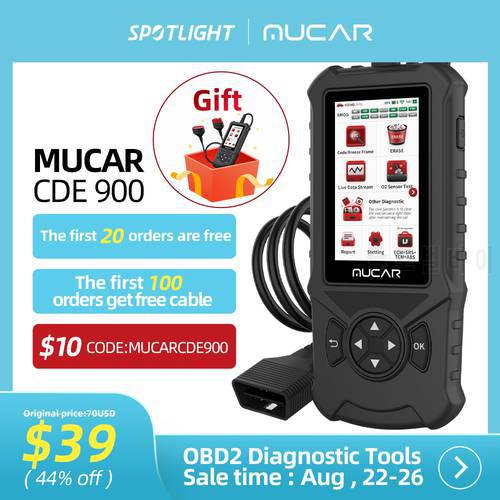 MUCAR CDE900 OBD2 Car Diagnostic Tool Engine TCM ABS SRS System Auto Car Code Reader for Mechanics Scanner Lifetime Free Upgrade
