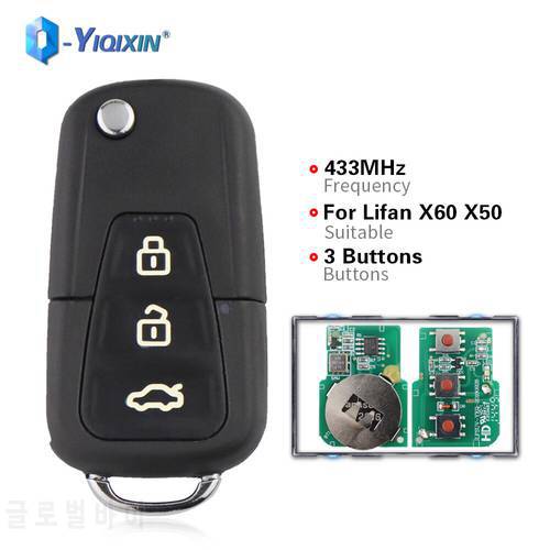 YIQIXIN 3 Buttons Flip Folding Smart Remote Shell Car Key Control For Lifan X60 X50 720 Replacement Fob Uncut Blade Case Hold