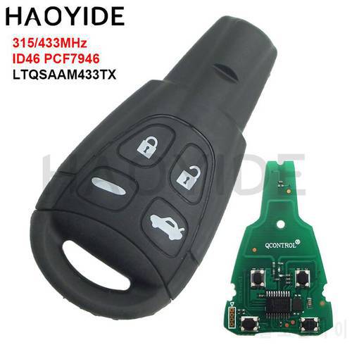 315MHz 433Mhz ID46 4 Buttons Car Key Fob For SAAB 93 95 9-3 9-5 WF Replacement Remote Key LTQSAAM433TX 315MHz 433MHz