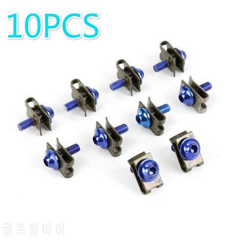 10PCS/Set Motorcycle M5 5x15mm Fairing Bolts Fastener Clips Bike Screw Spring Nuts Replacement Spire/speed Clip Bolt Kit TXTB1