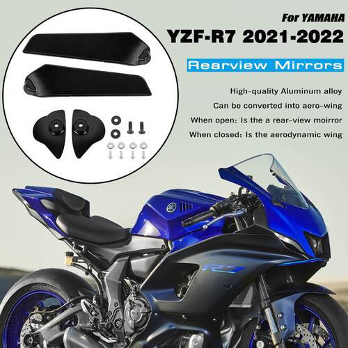 For YAMAHA YZF-R7 YZFR7 2021-2022 Wind Wing Rearview Mirror Adjustable Swivel Rearview Mirror Winglet Side Rearview Mirror