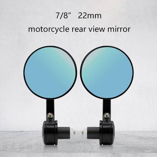 1 Pair Motorcycle Handlebar Bar End Mirrors 7/8 22mm All-aluminum Round Handle Rearview Mirror Modified Parts
