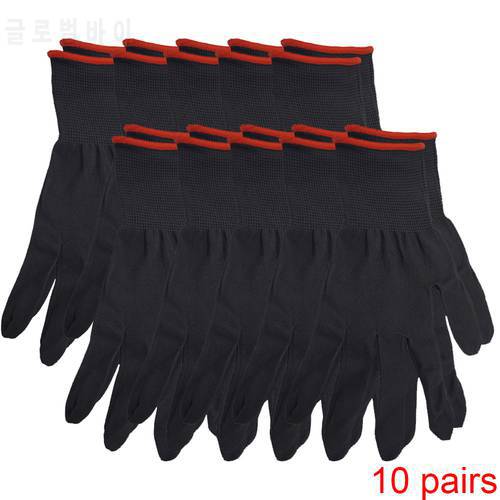 10 Pairs Black Wearable Comfortable Working Nylon Knitted Gloves Factory Garden Driving Labor Protection Glove D08B