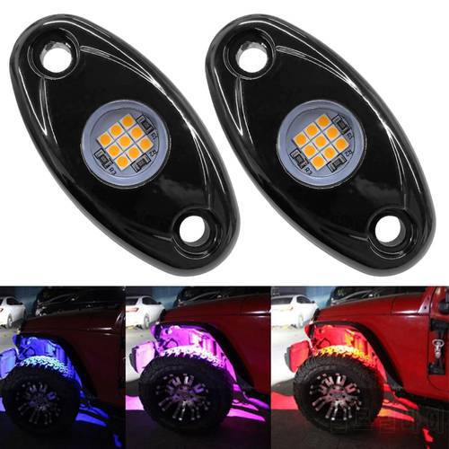 5 Colors LED Rock Lights For Jeep Offroad Atv Suv Car Truck Yacht 1 Pair Waterproof Bottom Lighting Underbody Glow Neon Light